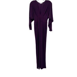 GODDIVA London Womens Jumpsuit Straight Leg Long Dolman Sleeve Purple Size 4